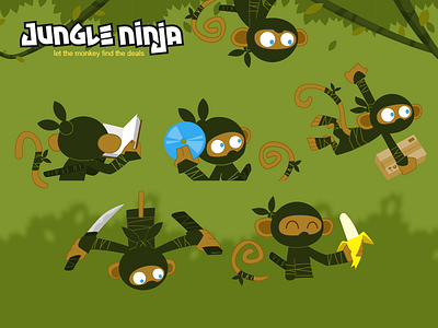 Jungle Ninja character design monkey ninja