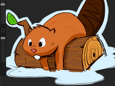 Spruce on a Log cartoon character design illustration procreate