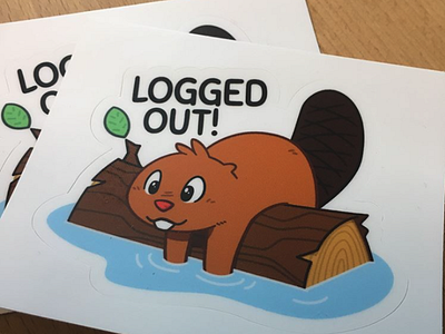 Logged Out! affinity designer character sticker stickermule