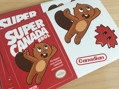 Super Canada Bros Sticker Sheet affinity designer beaver canada character design stickermule stickers