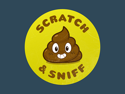 Scratch & Sniff Poo cartoon character emoji poo retro sticker