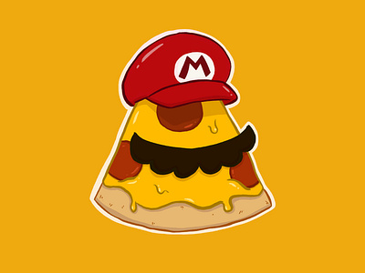 Pizza me, Mario! cartoon character illustration procreate sticker