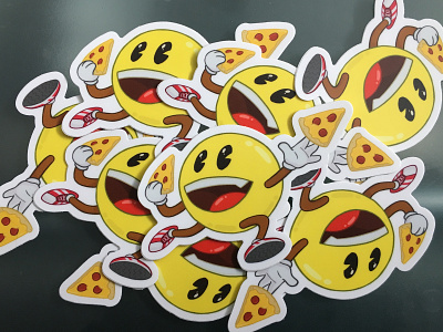 Pizza-man Stickers cartoon character illustration procreate sticker stickermule