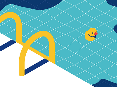 Puka Puka animation blue design duck gif illustration loop minimal pool poolside simple vector water yellow