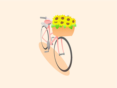 Basket bicycle design flowers illustration nature noise pink simple sunflower vector