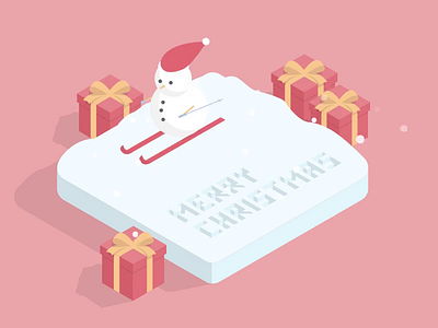 Merry Christmas 2020 animation christmas design gift gsap hover hover effect illustration present santa simple ski snowman vector webdevelopment