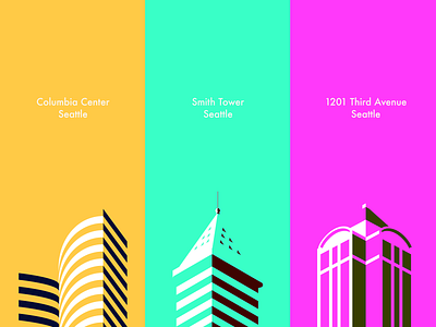 Seattle Architectures architect architecture blue design illustration minimal minimalistic modern pink seattle simple vector yellow