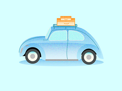 VW BUG blue car design illustration vector