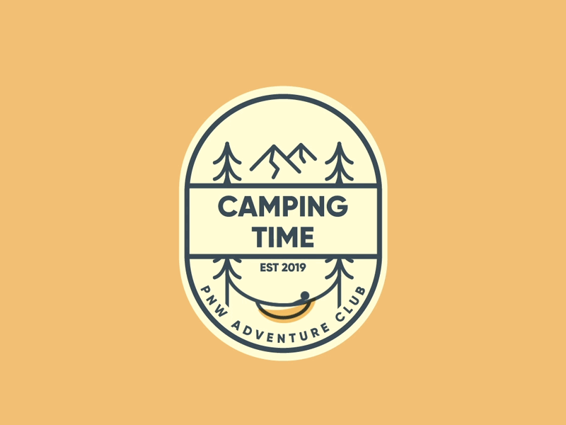 Camping Time animation badge branding design illustration minimal nature pacific northwest pnw simple sticker vector