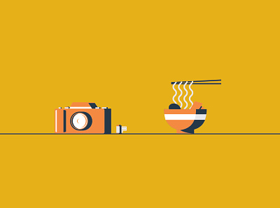 What I like Series #2 camera design film illustration minimal orange ramen simple vector