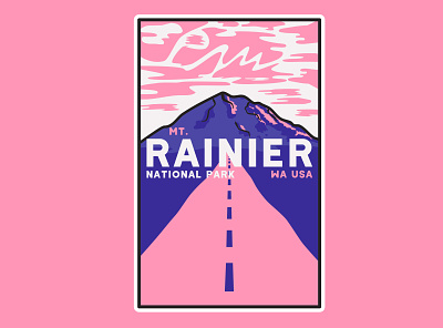National Park Series #3 design illustration mt.rainier national park nature pink poster vector