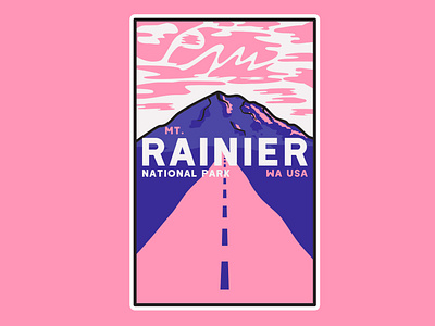 National Park Series #3 design illustration mt.rainier national park nature pink poster vector
