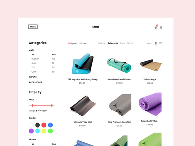 E-commerce Website Mate design desktop minimal typography ui