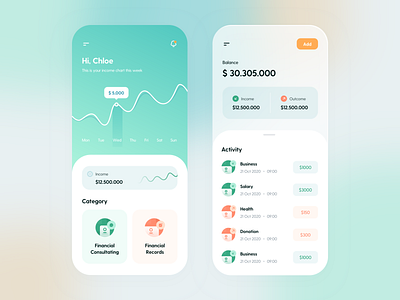 Qoolec - Financial Planner app banking app chart clean clean design design finance finance app gradient graph green ios minimal mobile mobileapp ui ui design user experience user interface ux