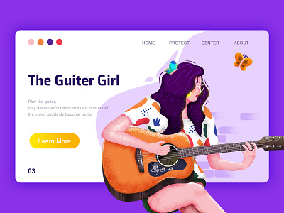 The guiter girl design illustration web 插图 设计