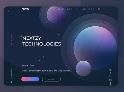 Daily UI Challenge #003 ▹ Landing Page branding design earth galaxy gradient graphic illustration landing page redesign stars ui violet web design website website design