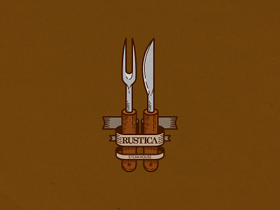 Rustica food handcrafted high details old school rustica steackhouse vector