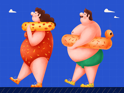 Fat Man And Fat Woman design illustration illustrator