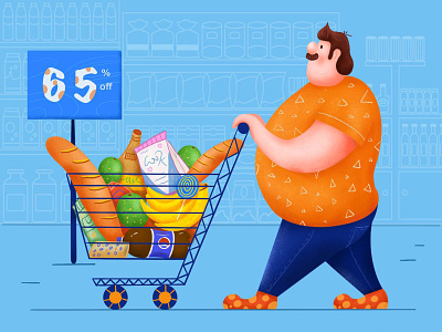 Fat Man Go Shopping design illustration illustrator