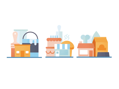 Places in the neighboorhood icons illustrations