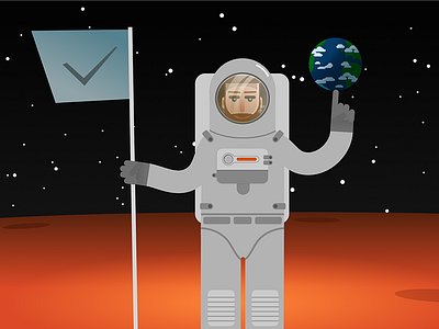 Greetings from the Mars astronaut earth flag illustration mars vector