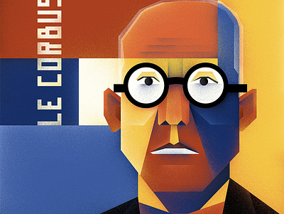 Poster Le Corbusier architecture digital art illustration le corbusier painting photoshop portrait poster poster art wacom cintiq