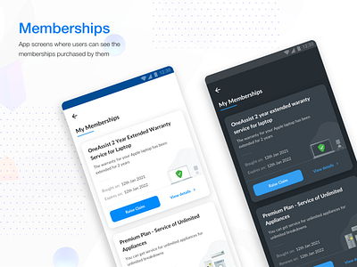 Memberships card expire expired expiring list membership oneassist renew ui user research