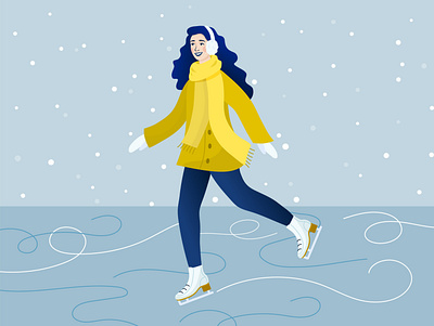 Ice skating adobe illustrator character design ice skating illustration vector vectorart winter woman illustration
