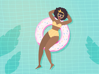 Pool time adobe illustrator character design illustration pool vector vectorart woman illustration