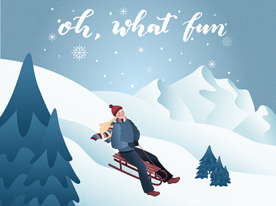 Sleigh ride adobe illustrator christmas card girl girl illustration illustration mountains sleigh snow winter woman illustration