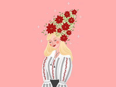 Christmas flower adobe illustrator character design christmas girl illustration illustration traditional vector vectorart woman illustration