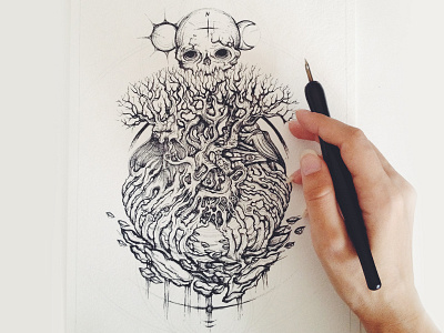 Imir drawing illustration imir ink paper pencil sketchbook skull