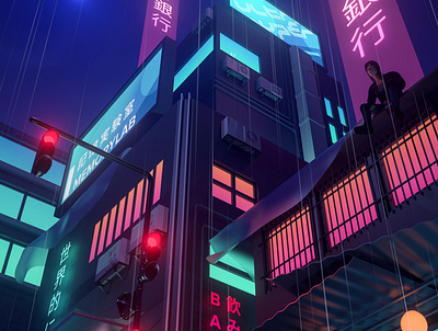 ｈｉｇｈ ｒｉｓｅ 高層アパート 3d 80s anime cinema4d concept futuristic illustration japan neon redshift render retrowave synthwave vapourwave