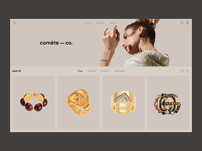 comète-co home page animation colors design ecommerce fashion figma jewelry logo minimal principle transition ui ux web