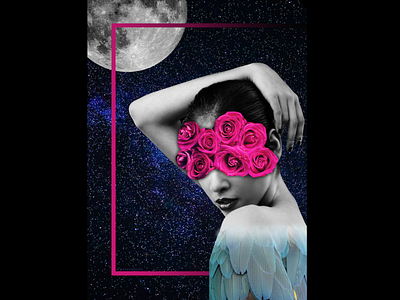 Photoshop Warm Up 'Samsara' bird change collage collageart cyclic feminine milkyway moon photoshop pink rebirth roses samsara