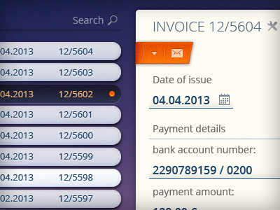 Invoicing app interface mock-up detail app interface ui ux web
