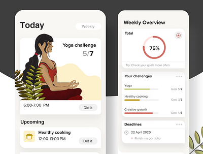 Task Manager App app app design app ui challenges dashboad goals habit tracker habits inspiration management manager meditation task task list ui ui ux ux yoga