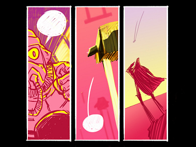 'The Pink Sands' panels comics composition drawing neon colours photoshop