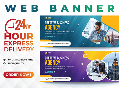 Web Banner abstract agency banner business corporate design facebook facebook cover fiverr instagram social media banner tempalte web banner