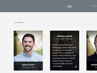 Omada About Page Revamp about founder profile team