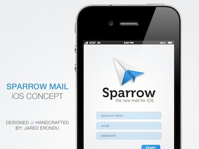 Sparrow Mail Login Concept app concept design ios mail sparrow