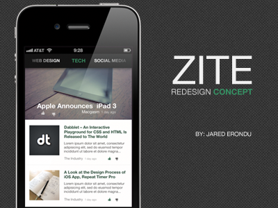 If I were to redesign Zite, it might look like... app concept ios redesign ui ux zite