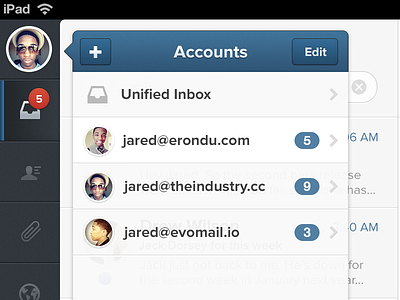 Evomail account switcher account app email evo evomail ios ipad mail