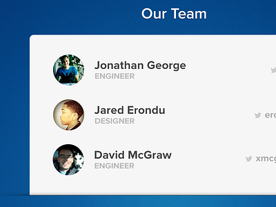 Evomail "Our Team" slide