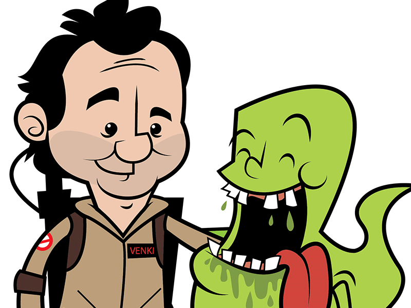 Old Friends cartoon character design film ghostbusters illustration peter venkman slimer vector