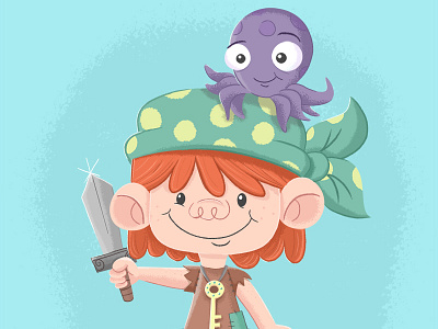 Little Pirate boy cartoon cute illustration octopus photoshop pirate sword vector