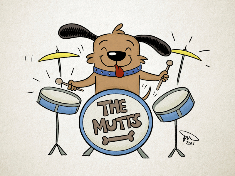 Dog Playing The Drums animal cartoon cute daily doodle dog drums illustration photoshop
