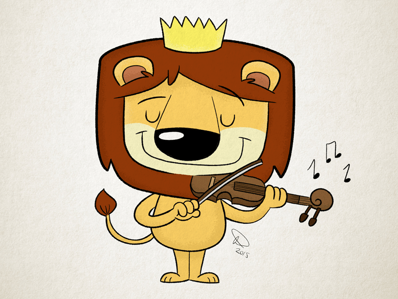 Lion Playing Violin animal cartoon cute daily doodle illustration lion photoshop violin