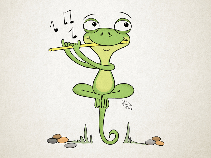 Lizard Playing a Flute