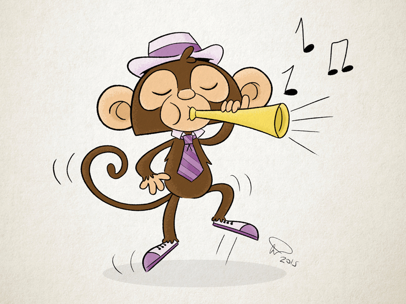 Monkey Playing the Trumpet